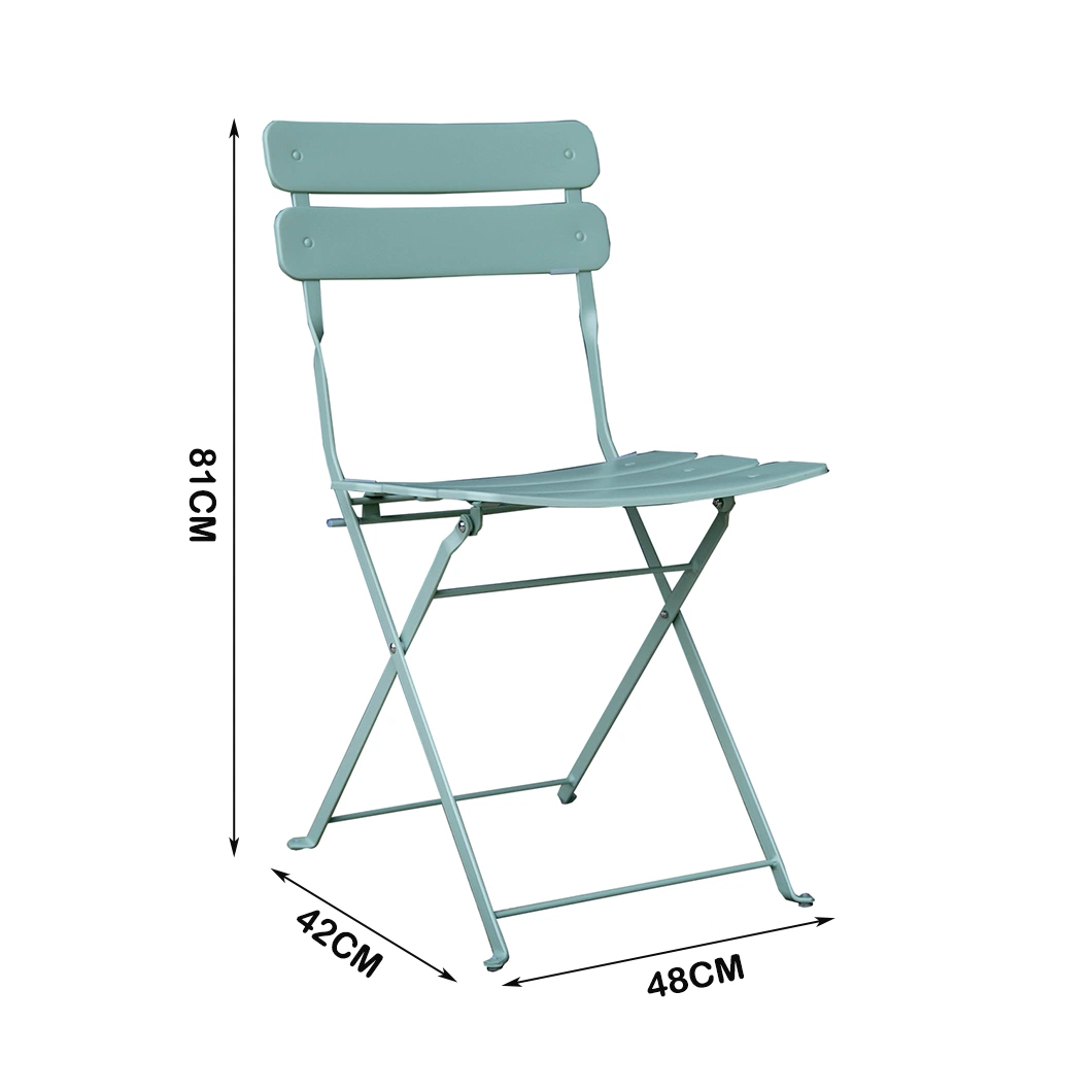 Modern Metal Leisure Dining Furniture Outdoor Wide Steel Slats Comfortable Patio Folding Chairs