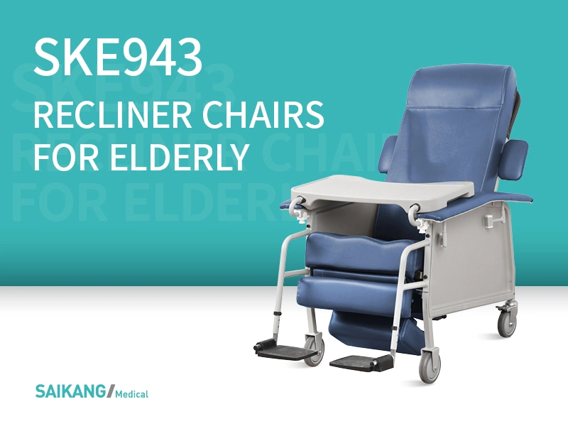 Ske943 Saikang Movable Comfortable Hospital Medical Multifunction Foldable Manual Elderly Reclining Chair