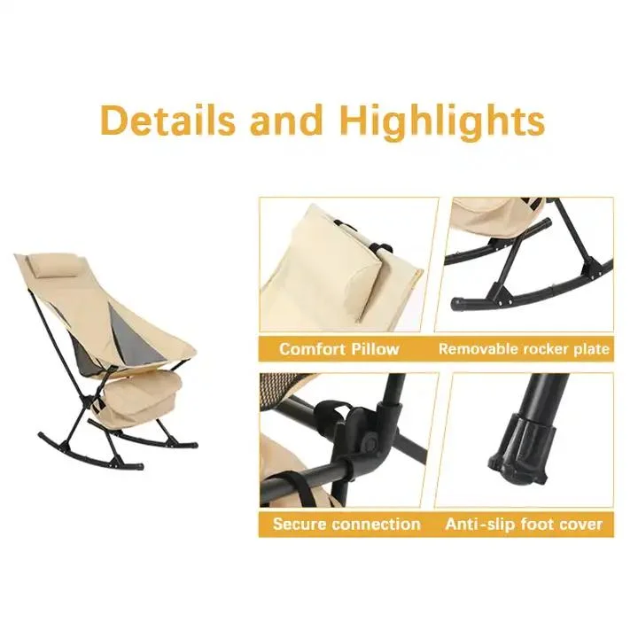 Portable Moon Rocking Beach Folding Camping Chair with Outdoor Carry Bag