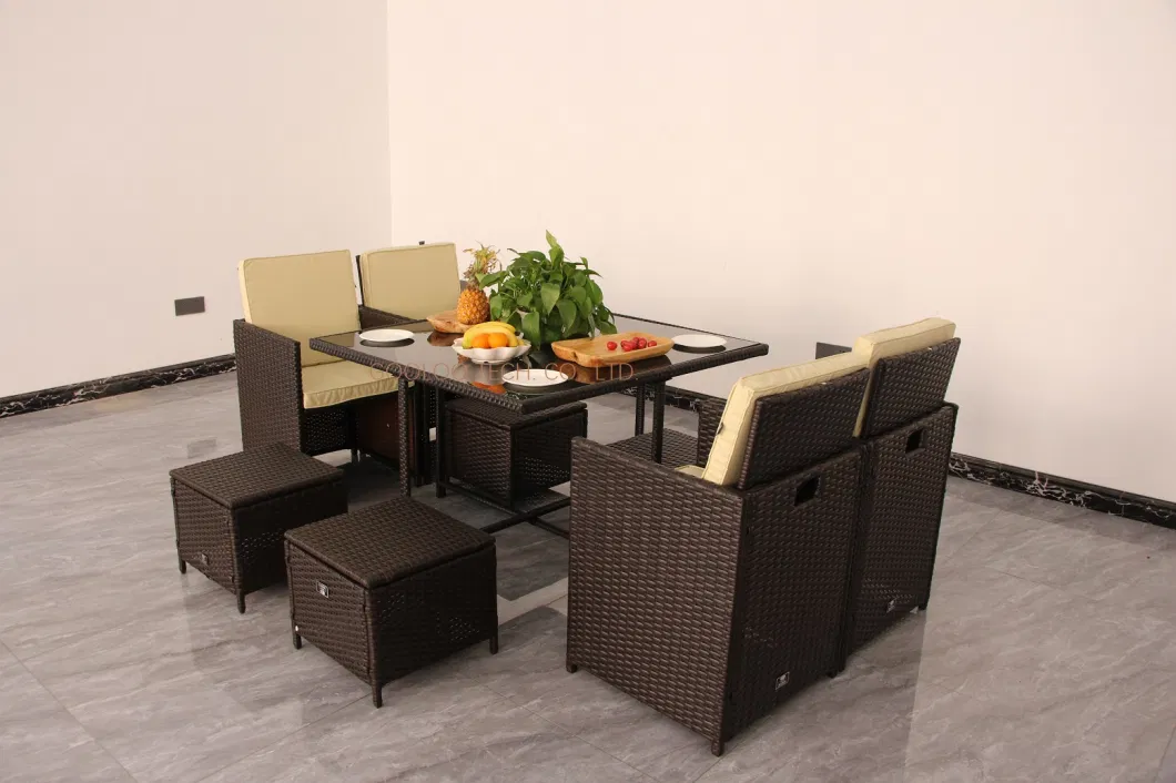 Stackable Tempered Glass Top Dining Table Set