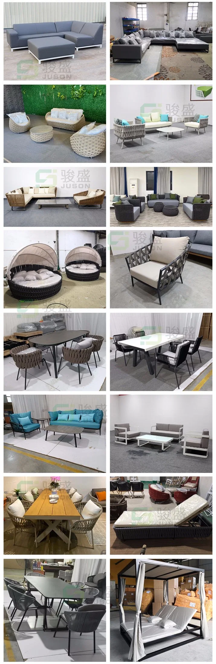 Modern Outdoor Restaurant Dining Table Set and Chairs Aluminum Rope Patio Garden Furniture for Hotel