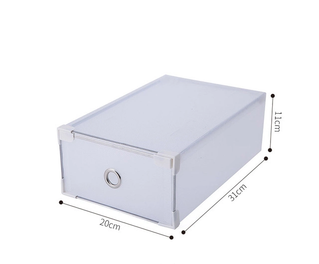 Foldable Clear Plastic Shoe Box Drawer Stackable Storage Organiser