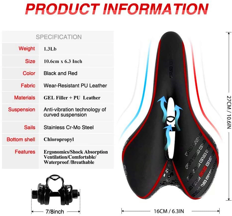 Bike Part Racing Bike Saddle PU Leather Hollow Bicycle Seat for Road Beach Mountain Cruiser Bicycle Bicycle Accessories