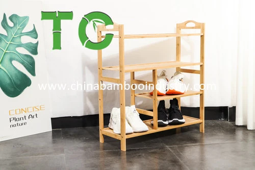 Wholesale Bamboo Shoe Rack with Boots Storage, 4 Tier Boot Shelf for Closets, Multifunctional Shoes Organizer for Entryway Hallway