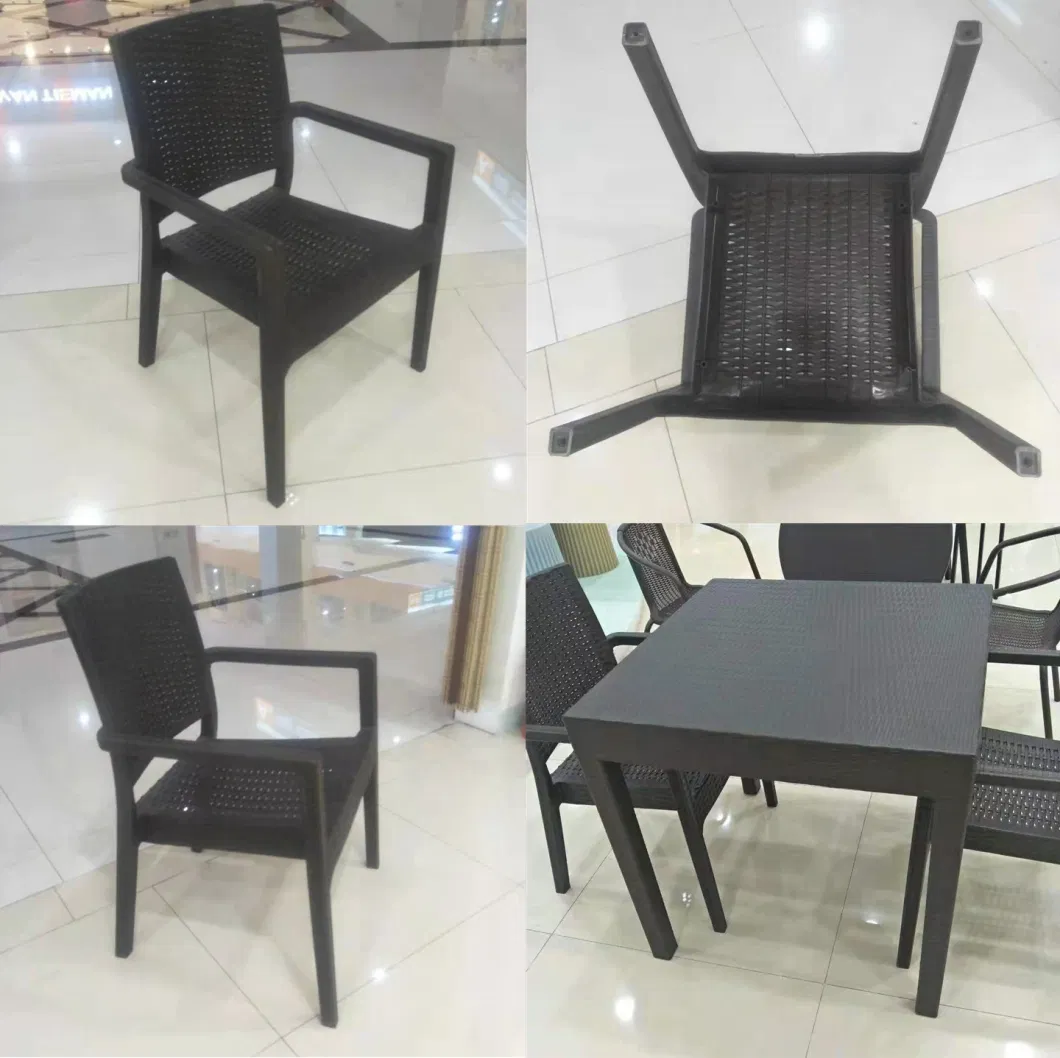 High Class Fancy Plastic Table Chairs Black Rattan Garden Outdoor Chair for Garden and Patio