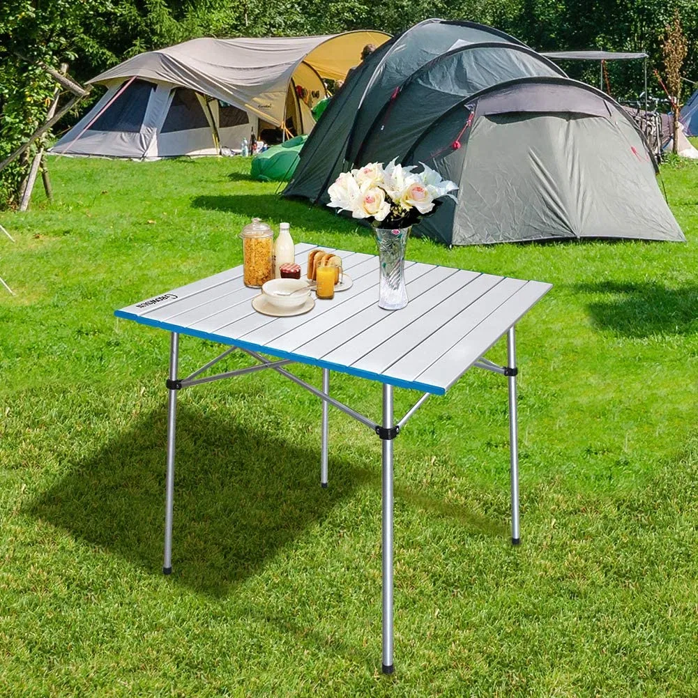 Wholesale Portable Aluminium Picnic Lightweight Square Folding Camping Table with Carry Bag