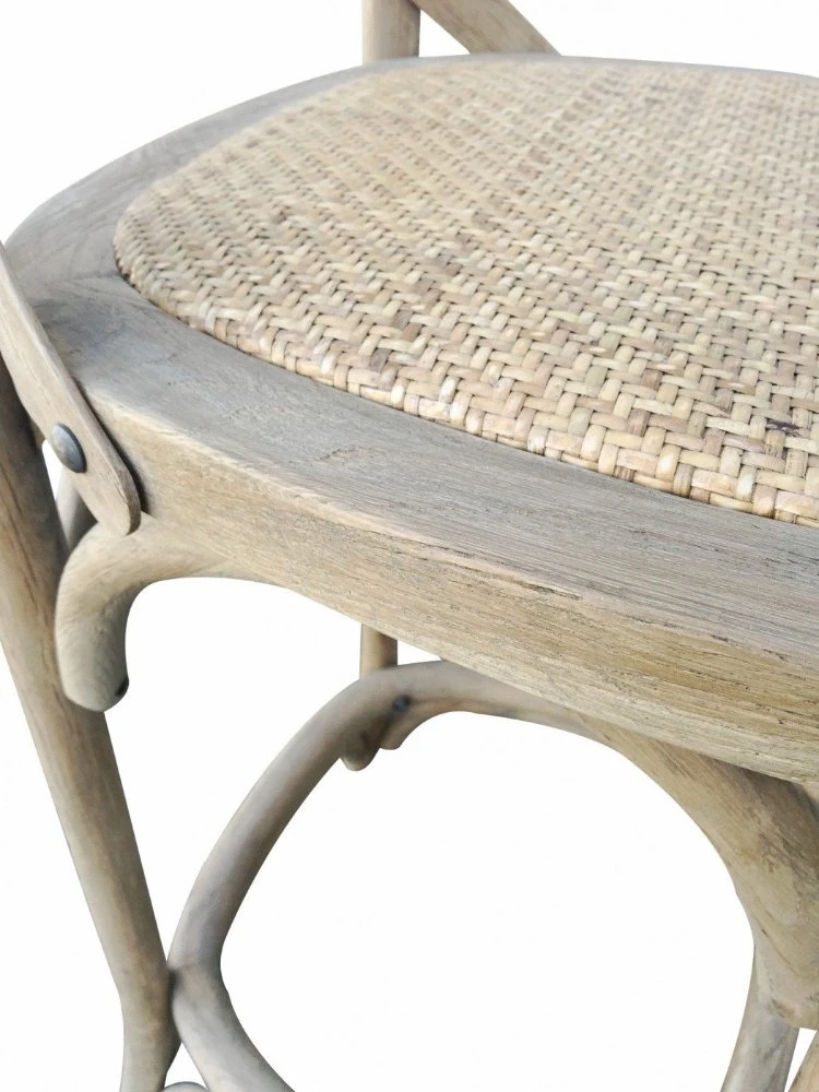 Whole Sale Rustic Elegant Wood French Provincial Hamptons Cross Back Bar Stool Chair
