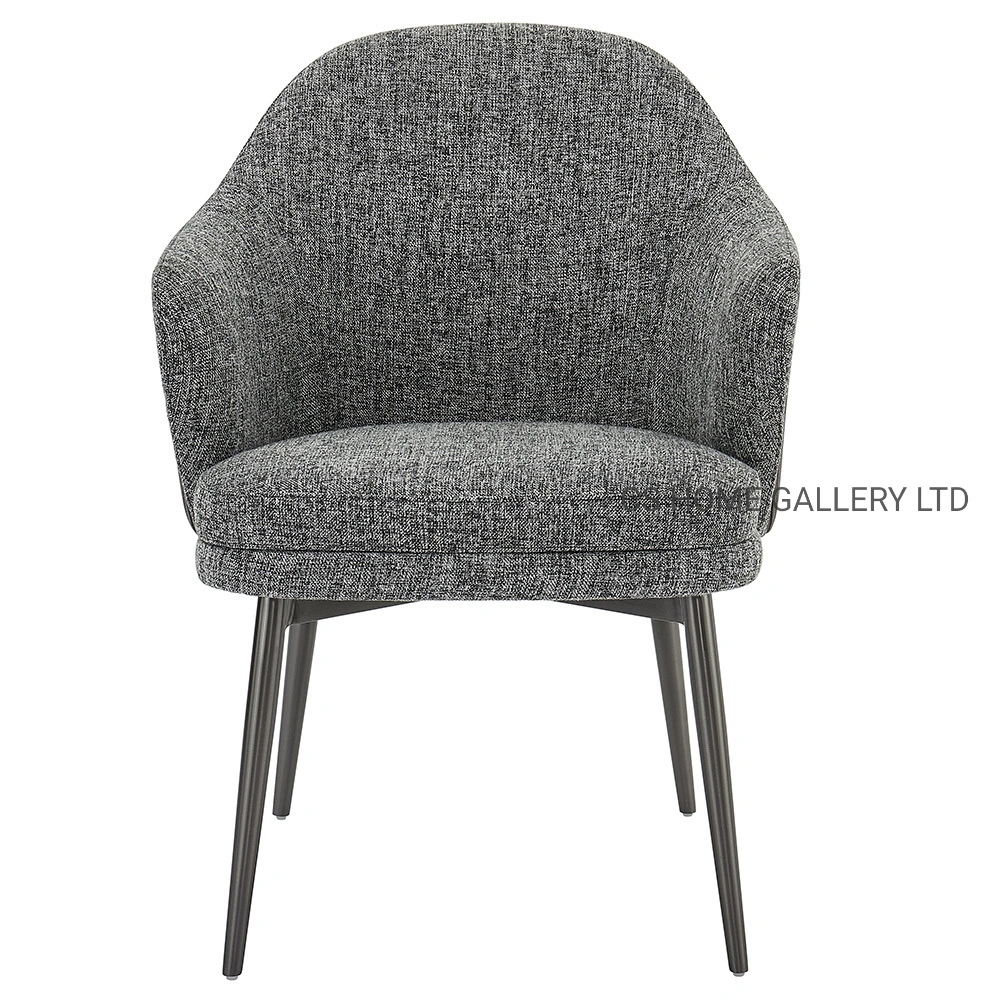 Wooden Metal Home Furniture Grey Arm Chair Modern PVC Fabric Restaurant Portable Dining Chair