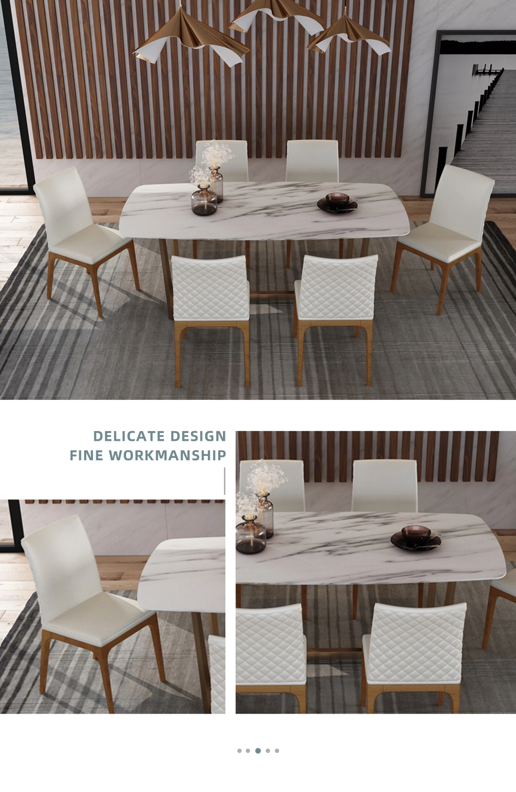 Modern Metal Marble Dining Furniture Modern Glass Top Table Restaurant Dining Set