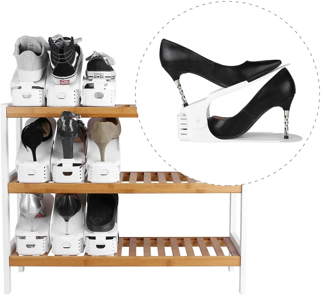 Shoe Slots Organizer, 10PCS Adjustable Double Layer Stack Shoe Rack, 50% Space-Saving Storage Rack Holder
