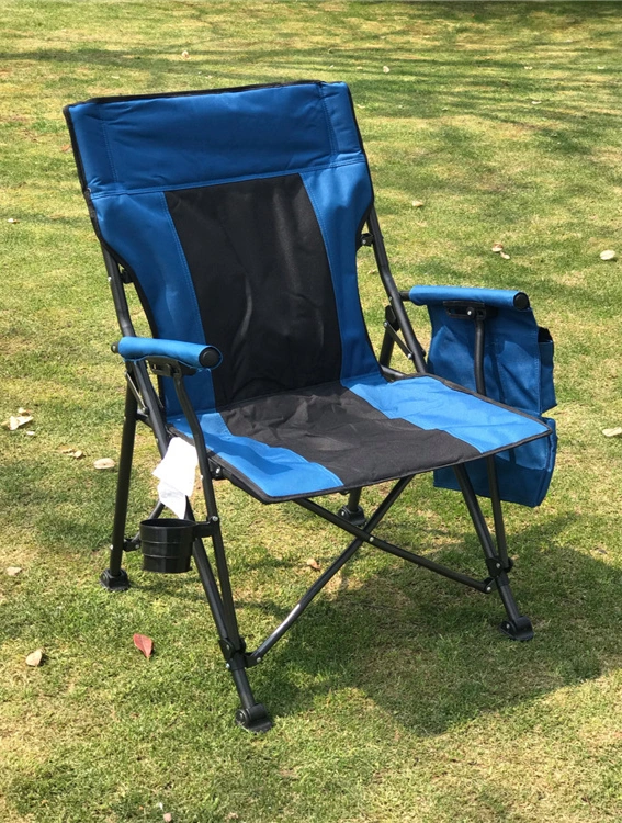 High Back Padded Lawn Camping Chair Portable Folding Chair with Arm Rest Cup Holder and Portable Carrying Bag