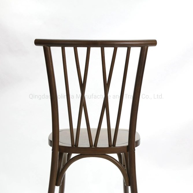 Wholesale X Strips Back New Wood Dining Stackable Cross Back Chair for Dining Wedding Event Retntal Dining Room