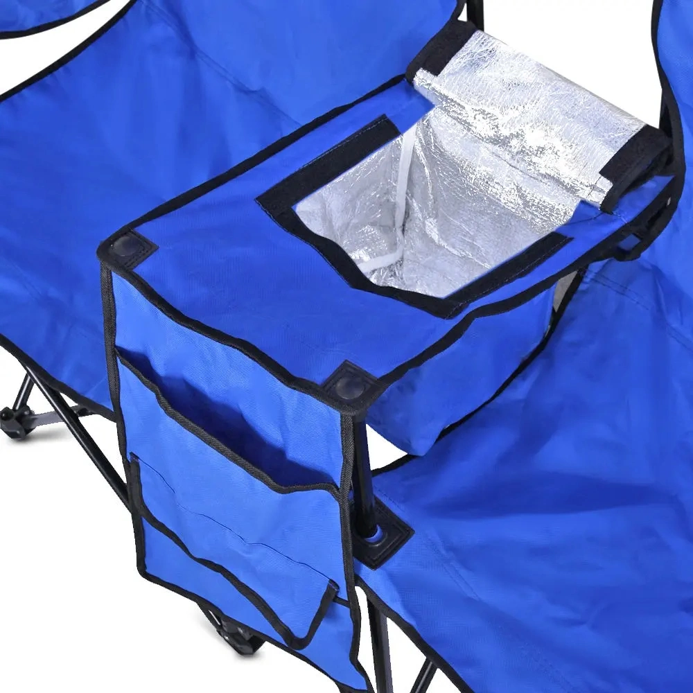 Portable Double Seat Love Reclining Folding Beach Camp Chairs with Umbrella