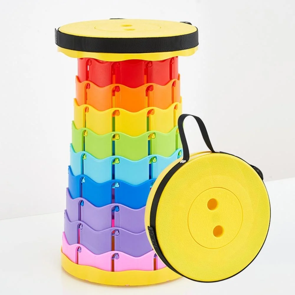 Telescoping Portable Stool Rainbow Multi-Color Easy Carrying Solid PP Plastic Modern Bar Counter Collapsible Adjustable Folding Stool Wyz20297