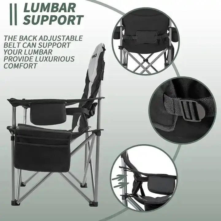 Lumbar Back Heavy Duty Folding Camping Chair Portable Lawn Chair