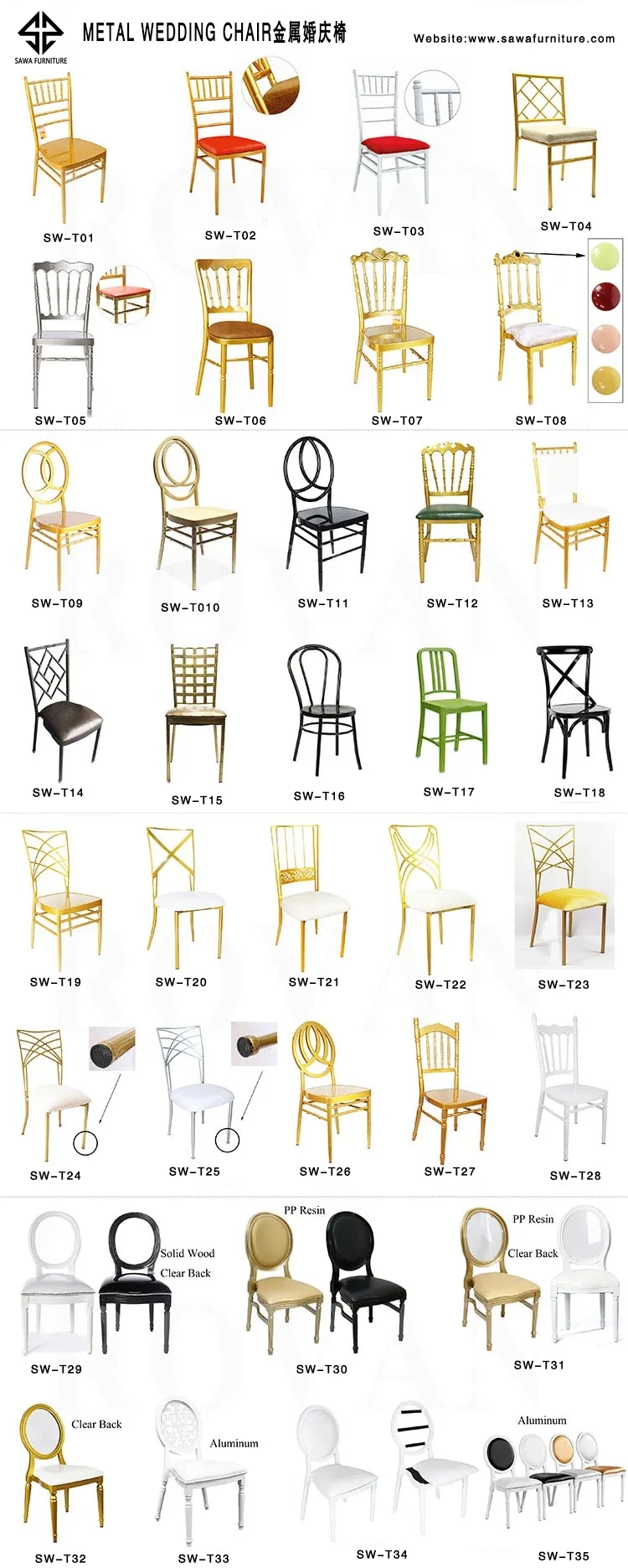 Hotel Stacking Gold Wedding Phoenix Chairs for Sale