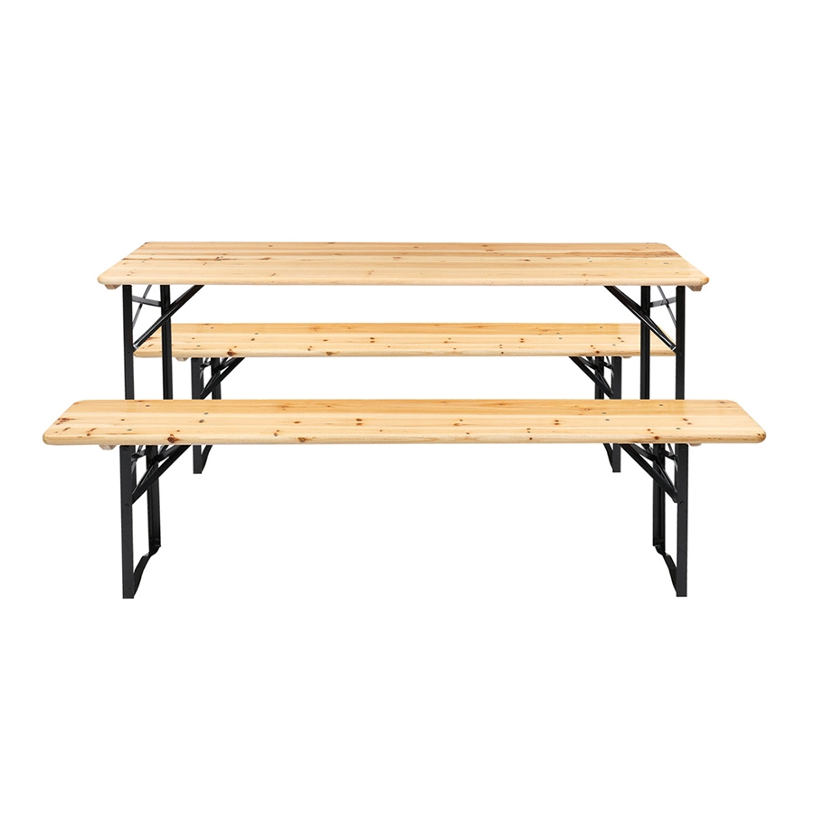 200 Cm Outdoor Dining Picnic Folding Wooden Beer Table and Bench Set