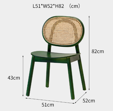 Retro Pastoral Style Nordic Wood and Rattan Dining Chairs for Outdoor Porch