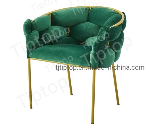 Factory Hot Sales Modern Design Style Metal Waved Velvet Dining Chair