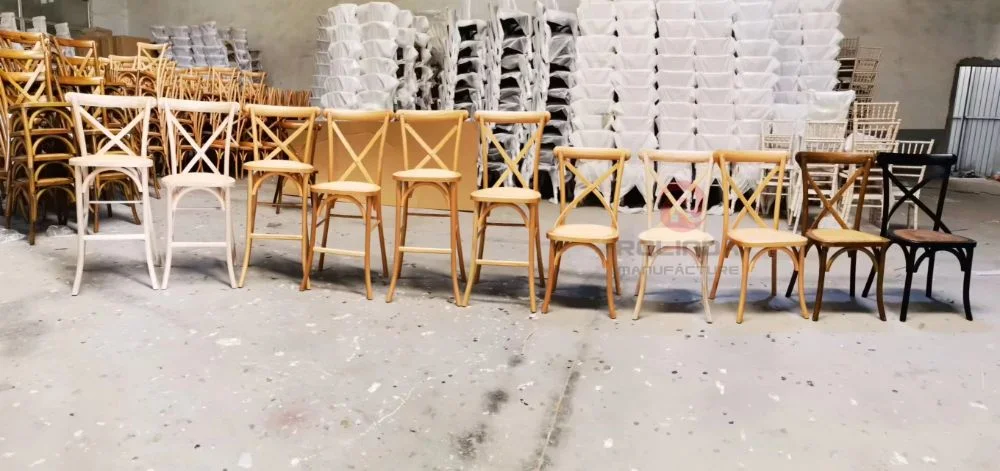 Rustic Stackable Solid Oak Wood Lime Washed Antique Color Cross Back X Chair Wedding Event Banquet Chairs