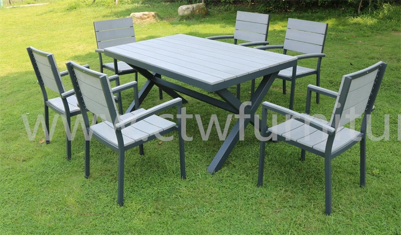 Patio Outdoor Furniture Plastic Wood Desk Aluminium Dining Garden Table