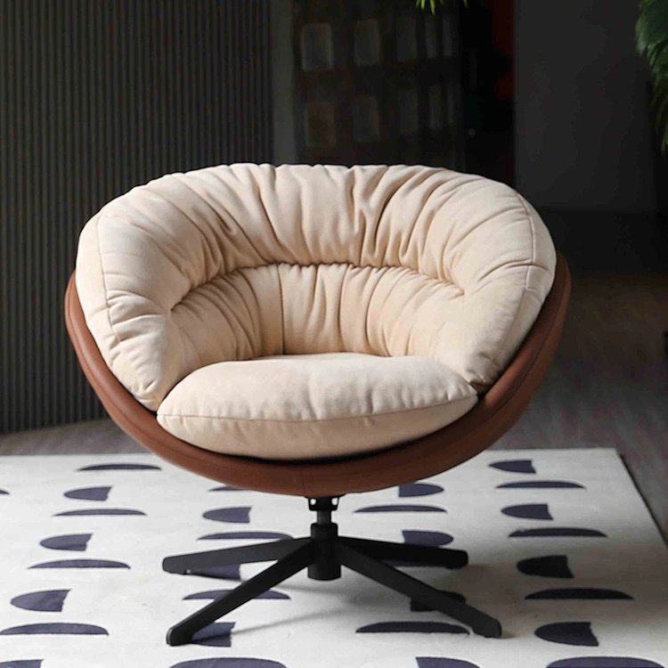 Custom Modern Nordic Bentwood Chair Comfortable Relax Leisure Lazy Chair Swivel Fabric Lounge Accent Chairs for Living Room