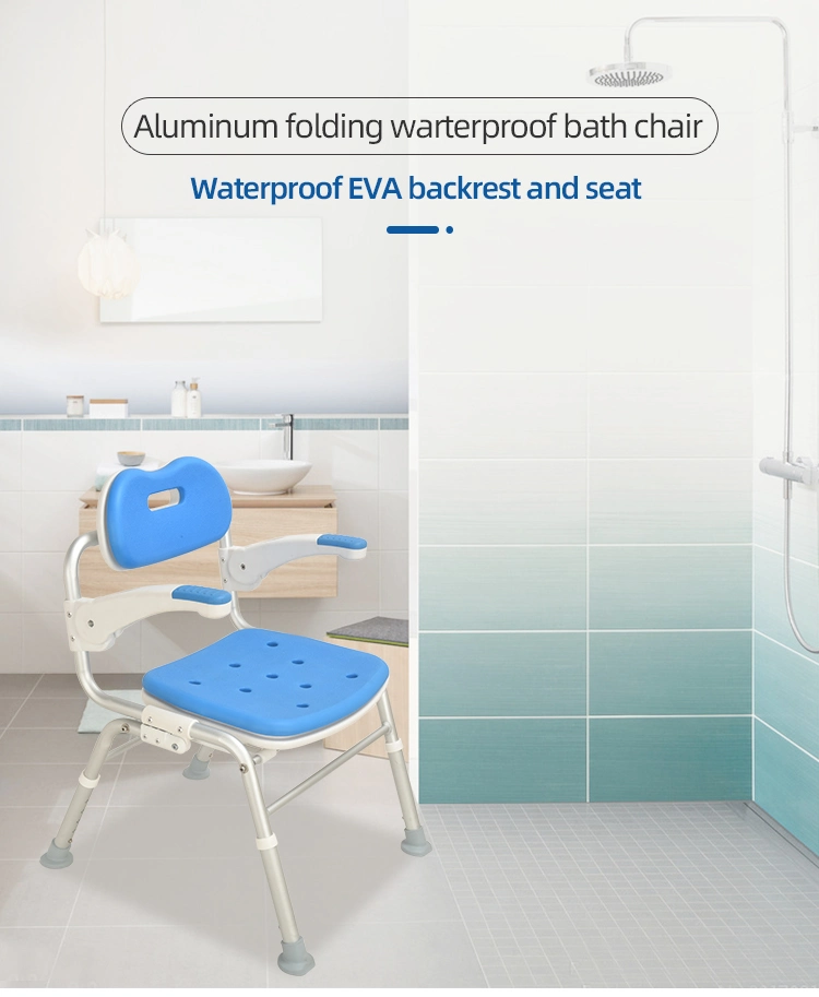 Nice Aluminium Senior Folding Shower Chair Cut out Seat Chair for Disabl Shower