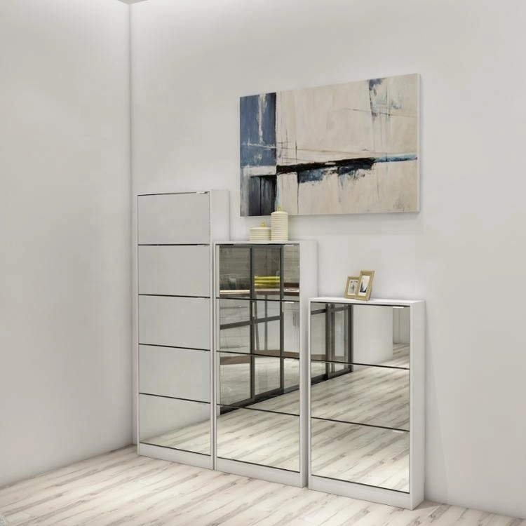 Mirror Doors Home Use Flip-Down High Shoe Cabinet