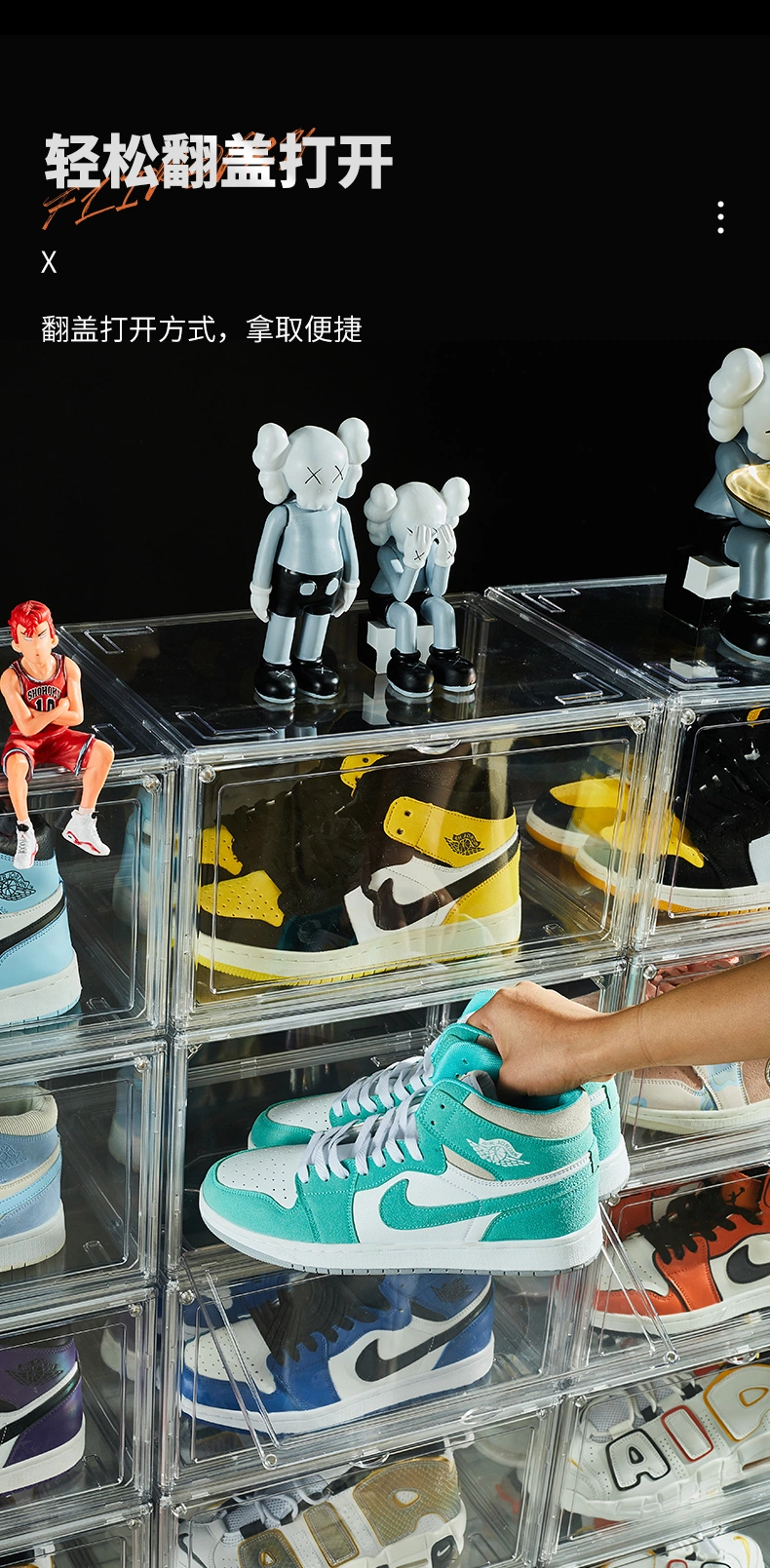Wholesale Transparent Plastic Sneaker Stackable Shoe Storage Boxes Drop Front Acrylic Drawer