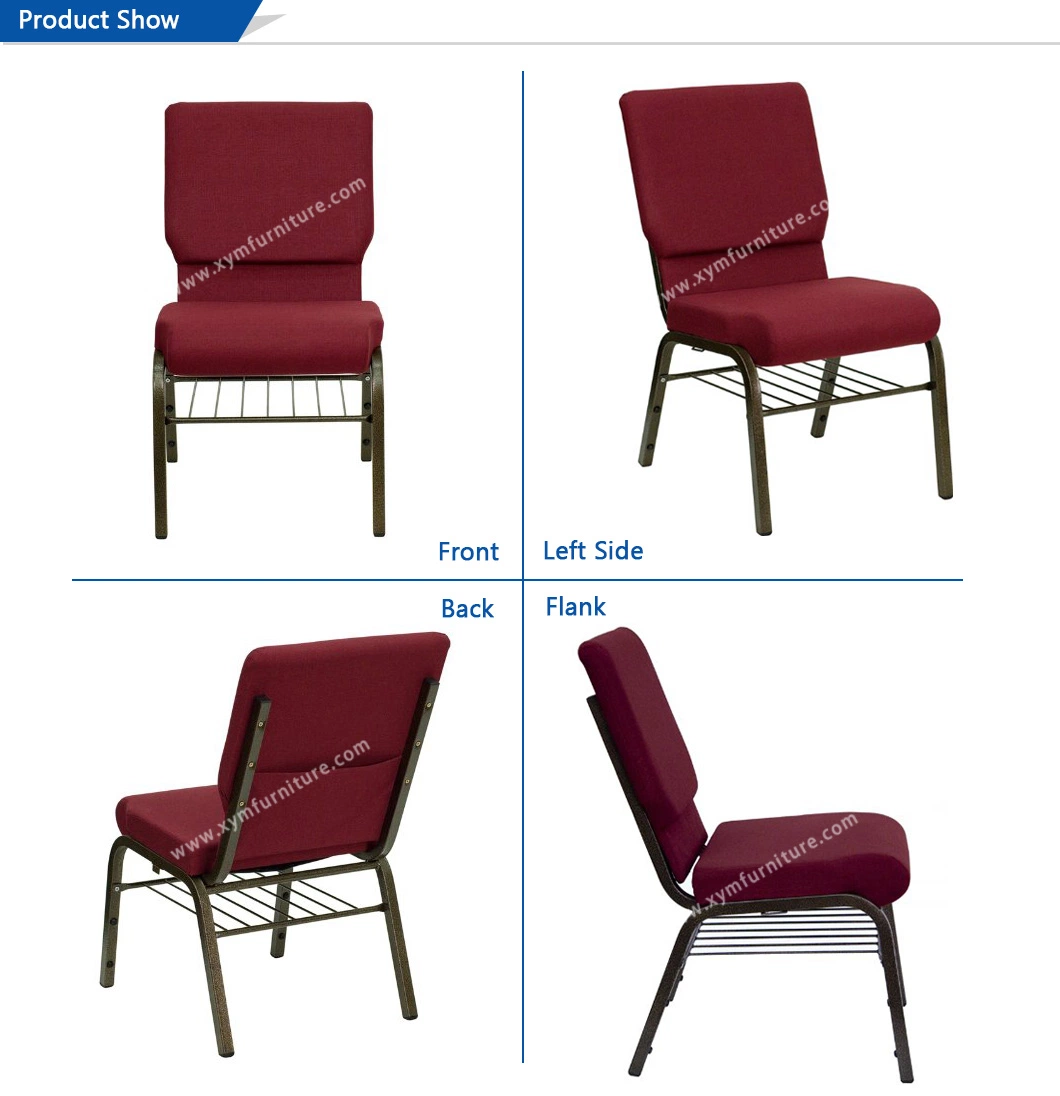 Chinese Furniture Basic Customization Stacking Interlocking Metal Theather Pulpit Auditorium Church Chair