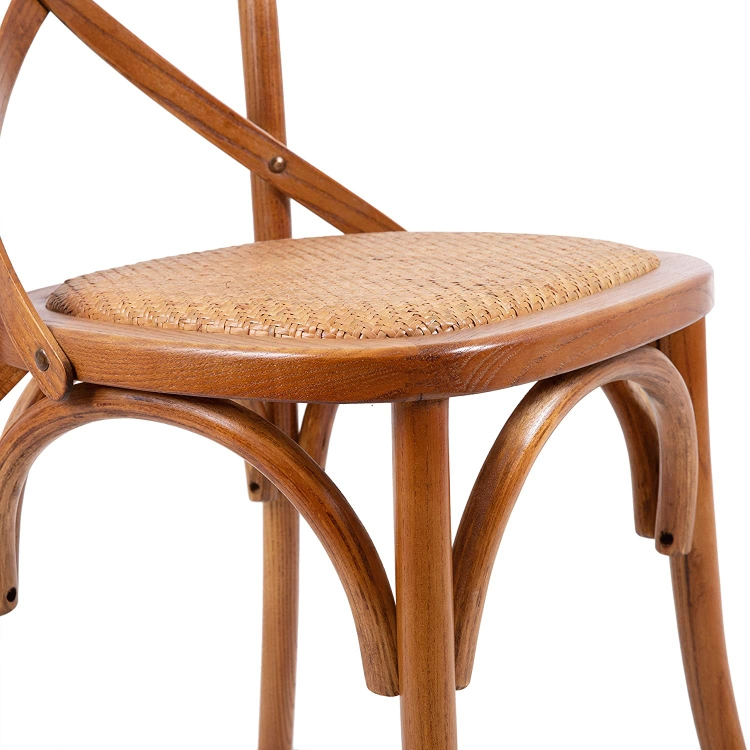 Whole Sale Rustic Elegant Wood French Provincial Hamptons Cross Back Bar Stool Chair