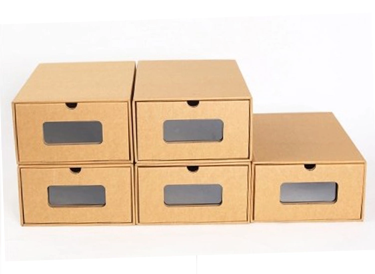 Custom Foldable Drawer Shoe Storage Carton Box with Window