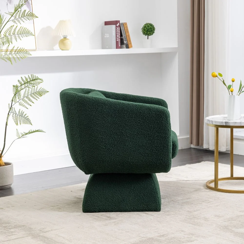 360&deg; Swivel Accent Chair with Boucle, Green