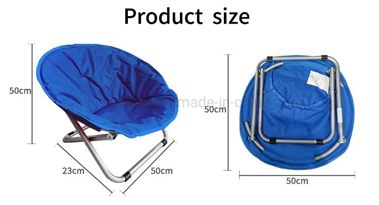 Comfortable Indoor Outdoor Garden Fishing Leisure Beach Metal Frame Padded Folding Moon Round Saucer Camping Chair