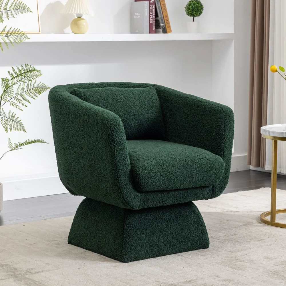 360&deg; Swivel Accent Chair with Boucle, Green