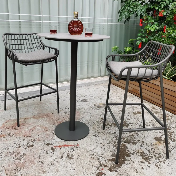 2022 Hot Selling Factory Wholesale Discount French Bistro Outdoor Balcony French Cafe Rattan Aluminum Wicker Dining Chair
