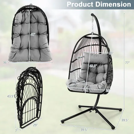 Kd Design Outdoor PE Rattan Leisure Patio Hanging Patio Swing Handmade Weaving Rattan Egg Single Folder Carton Packages Chair