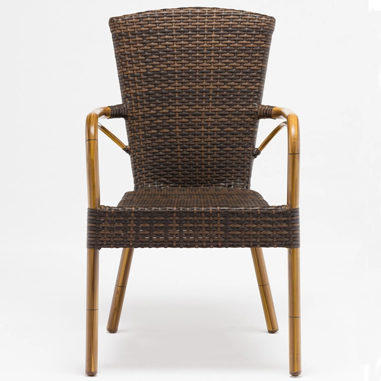 Rattan Chair with Bamboo Aluminum Frame Bistro French Wicker Chair