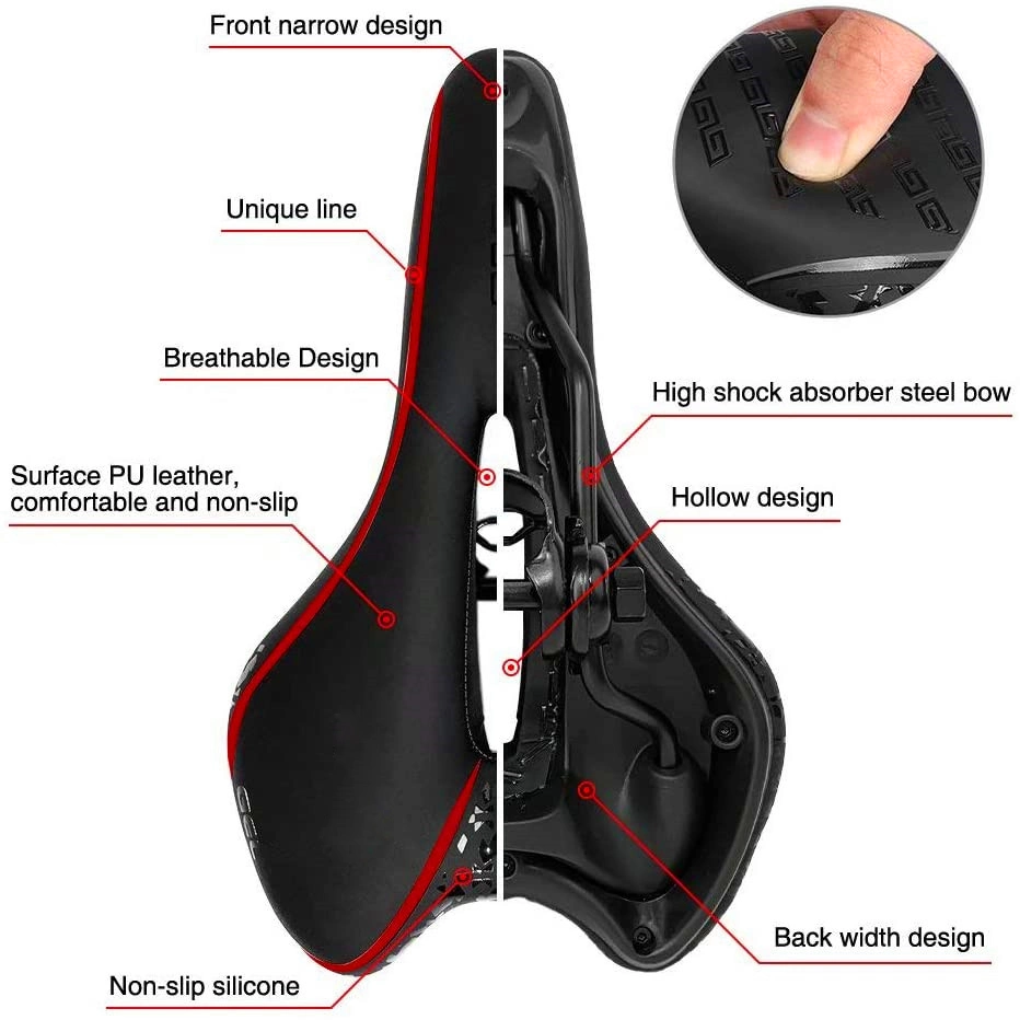 Bike Part Racing Bike Saddle PU Leather Hollow Bicycle Seat for Road Beach Mountain Cruiser Bicycle Bicycle Accessories