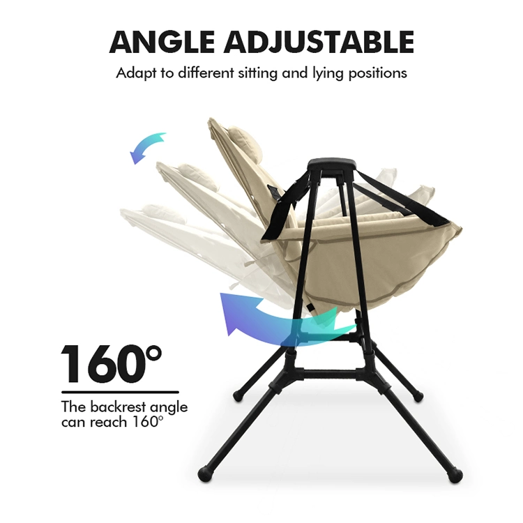 Kinggear New Arriver Outdoor Portable Camping Rock Chair Camping Folding Rocking Chair for Adults