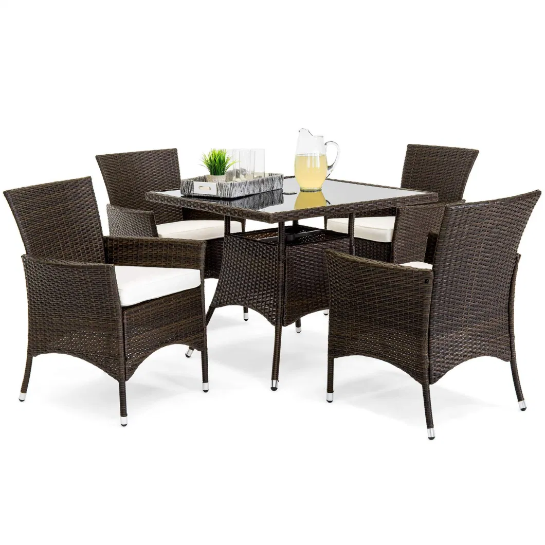 Coatomized Furnishing Outdoor Rattan Wicker Dining Table Chairs Set Garden Patio Furniture Set