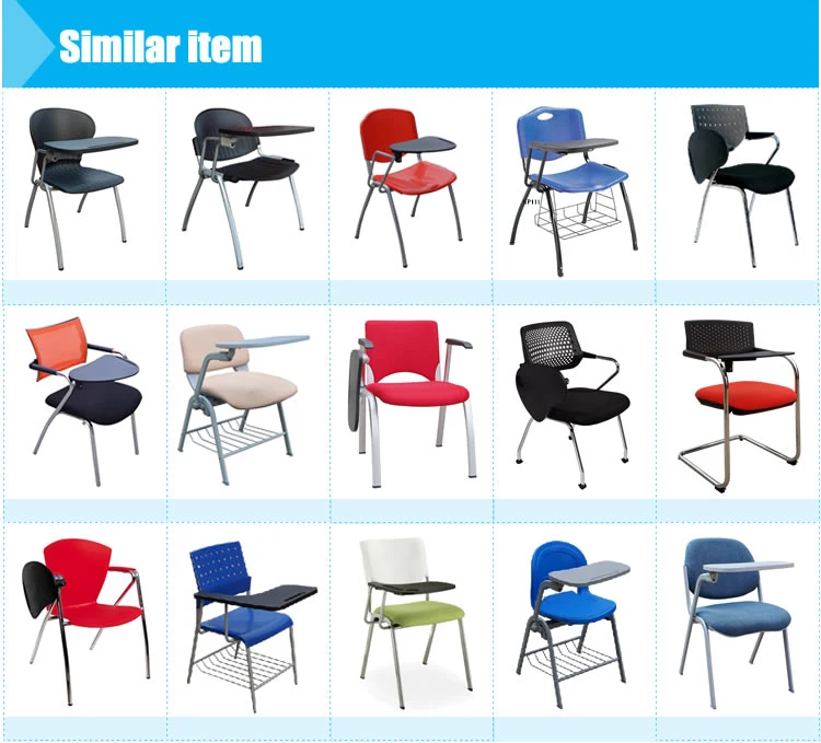 Cheap Black Gray Red Foldable School Seminar Training Room Resin Plastic Folding Study Chair with Writing Tablet