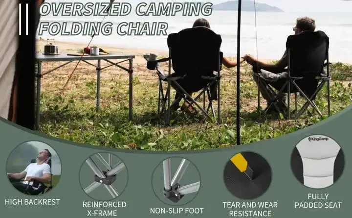 Lumbar Back Heavy Duty Folding Camping Chair Portable Lawn Chair