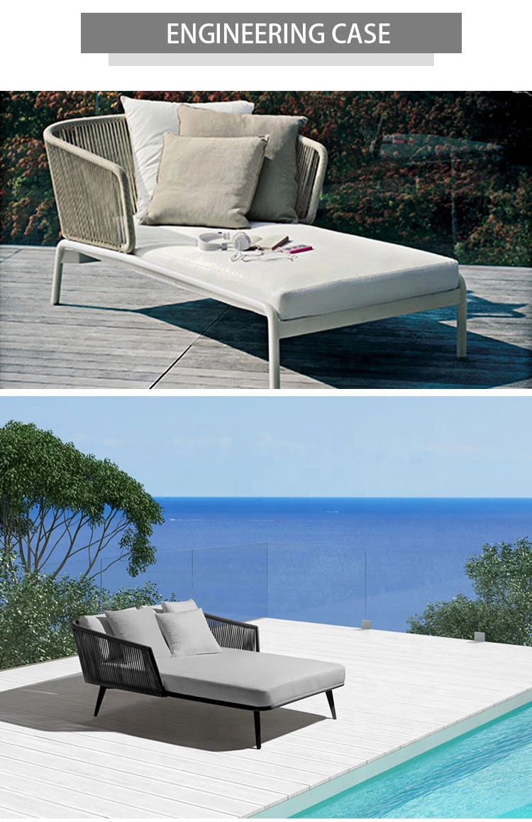 All Weather Patio Rttan Wicker Furniture Aluminium Material Double Dyabed Sun Lounger