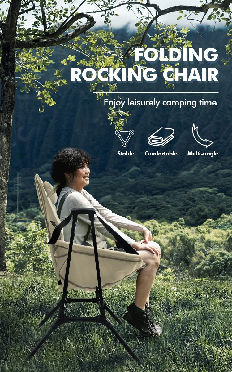 Kinggear New Arriver Outdoor Portable Camping Rock Chair Camping Folding Rocking Chair for Adults