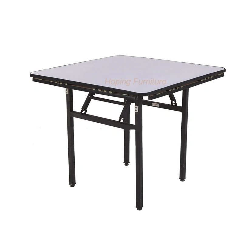 Collapsible Square Round Table with Fireproof PVC Board Top with Multifunctioin for Dining Hall, Restaurant and Meeting