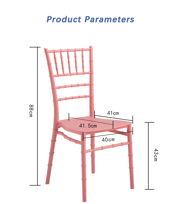 Hot Selling Fashion Gold Silver White Plastic Resin Wedding Tiffany Hotel Dining Chivari Chair