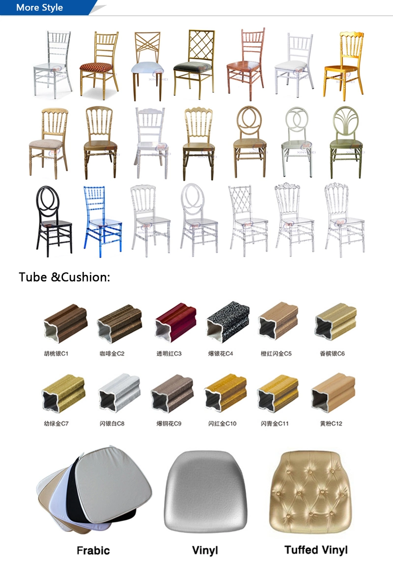 Wholesal Stacking Aluminum Metal Hotel Restaurant Dining Tiffany Wedding Chiavari Chair (XYM-ZJ02) Basic Customization