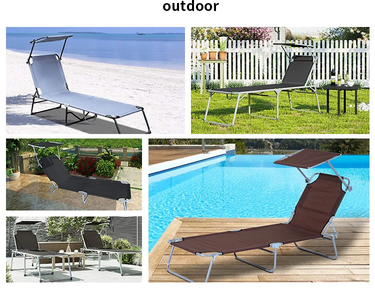 Beach Outdoor Lounge Chair with Canopy Leisure Cheap Beach Fold Bed