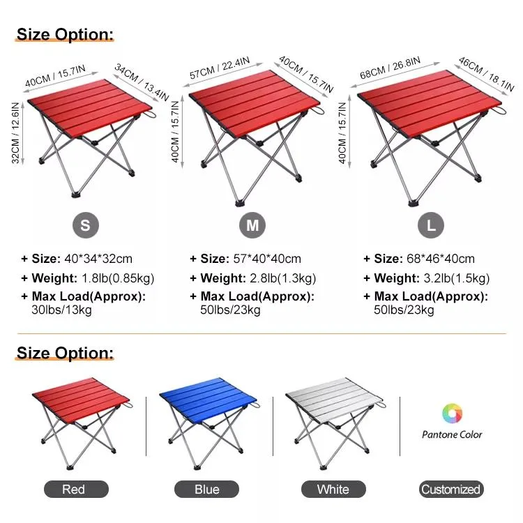 Portable Outdoor Hiking Small Folding Aluminum Ultralight Camping Table